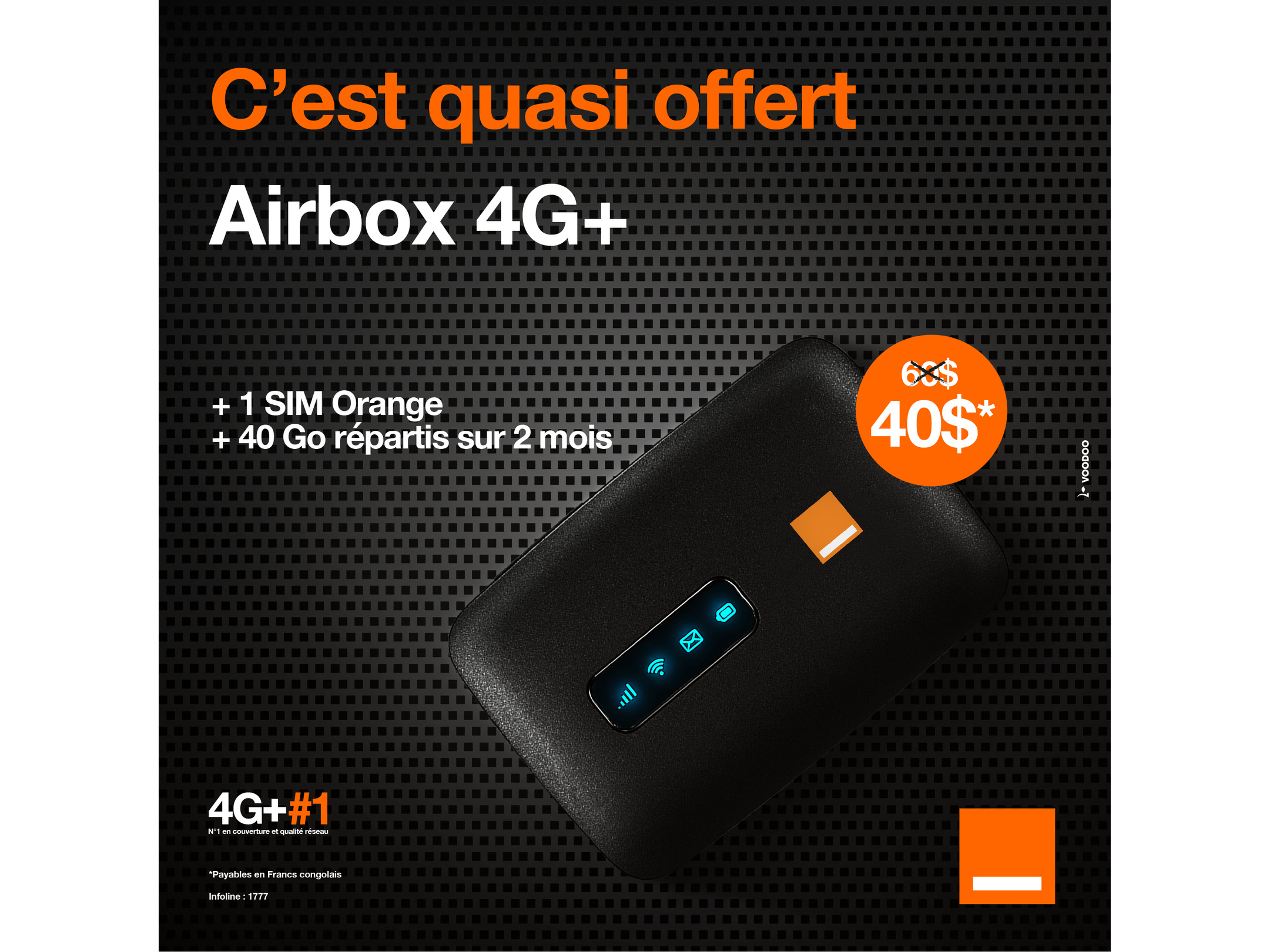 Alcatel Airbox Orange 4G+ Modem Orange Orange République